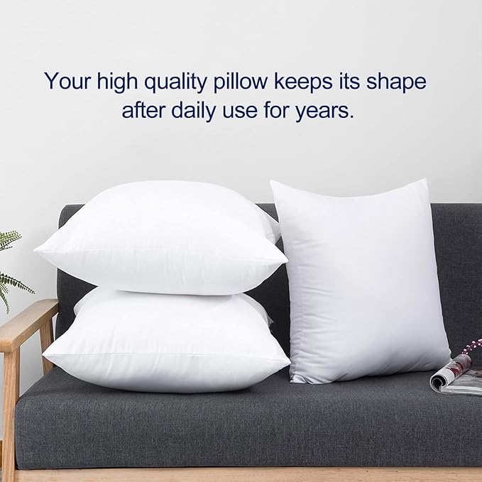 HITO 14x22 Pillow Inserts (Set of 2) - Down Alternative 100% Cotton Cover Decorative Square Throw Pillows White for Couch Bed Sofa