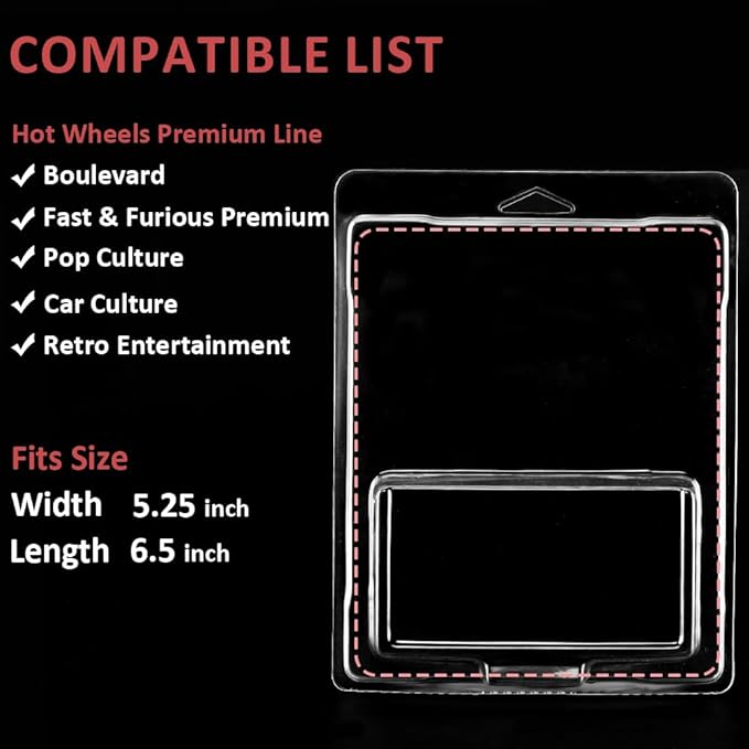 15 Pack Clear Clamshell Protector Case Compatible with Hot Wheels Premium, 0.6mm Thick PET Vehicle Blister Pack Cover Cases for Storage and Display (15)