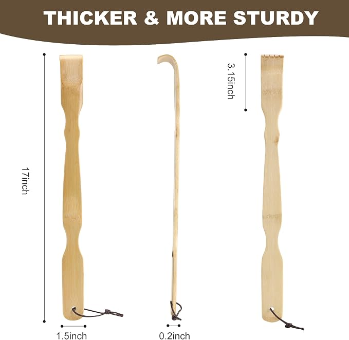 YIMICOO 2 Pack Wooden Bamboo Back Scratcher, 17 Inch Long Handle Back Scratchers for Adults Men Women, with Beautiful Gift Packaging