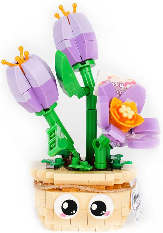 XunYang Mini Blocks Tulip Potted Plant Building Flowers Set, Flowers Building Blocks for Home Office Decor, Birthday Gifts - 380pcs