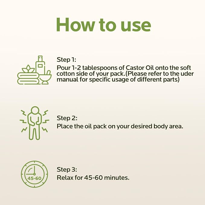 40 Pcs Castor Oil Pack Wrap: Organic Cold Pressed Castor Oil 8Fl Oz with Disposable Patches - Self-Adhesive Anti Leakage Patch for Liver Stomach Belly Button