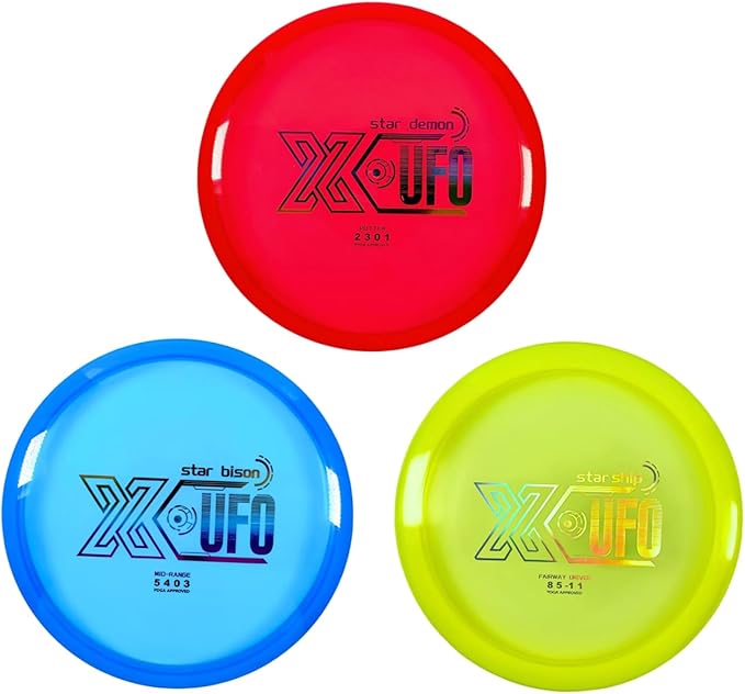X-UFO Disc Golf Set - Disc Golf Starter Set, Includes 1 Putter, 1 Driver, and 1 midrange disc, Weighing 170-178 Grams. Suitable for Beginners and Professional disc Golf tournaments