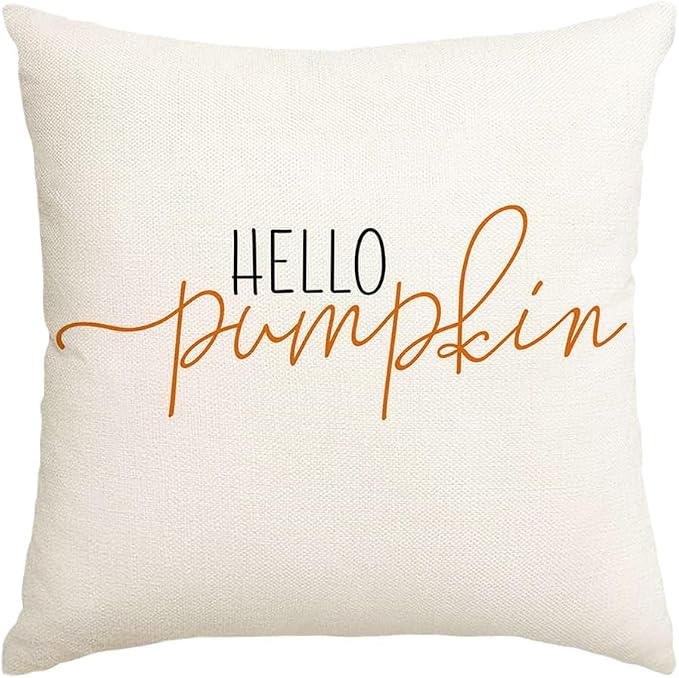 RABUSOFA Fall Pillow Covers 24x24 Inch Fall Decor for Home | Hello Pumpkin Lettering,Indoor Outdoor Use,Harvest Autumn Thanksgiving Decorations for Couch Sofa