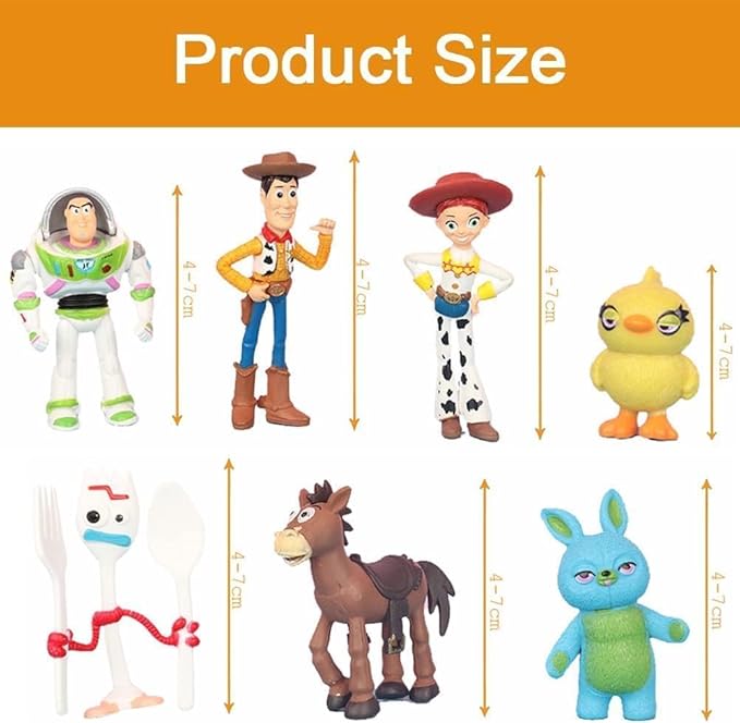 7 Pack Anime Figurines Set - Woody Doll, Buzz Lightyear Toy, PVC Figures
