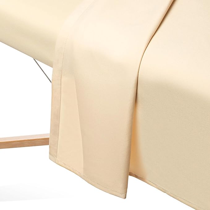 Saloniture 3-Piece Microfiber Massage Table Sheet Set - Premium Facial Bed Cover - Includes Flat and Fitted Sheets with Face Cradle Cover - Natural
