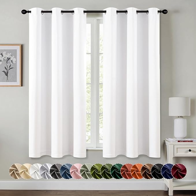 MIULEE Blackout Curtains for Bedroom 2 Panels 40 x 54 Inch Long Pure White | Thermal Insulated, Living Room Darkening Grommet Drapes, Noise Reducing, Light Blocking Window Treatments