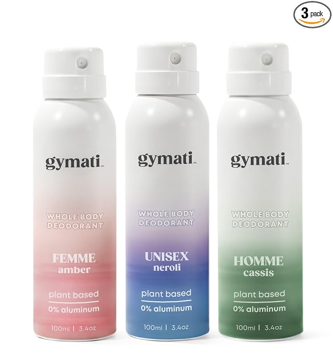 Gymati Natural Deodorant Body Spray – Aluminum-Free, Plant-Based Blend with Aloe & Zinc, Long-Lasting Odor Protection, Luxury-Inspired Scent Men, Women, & Unisex Pack of 3