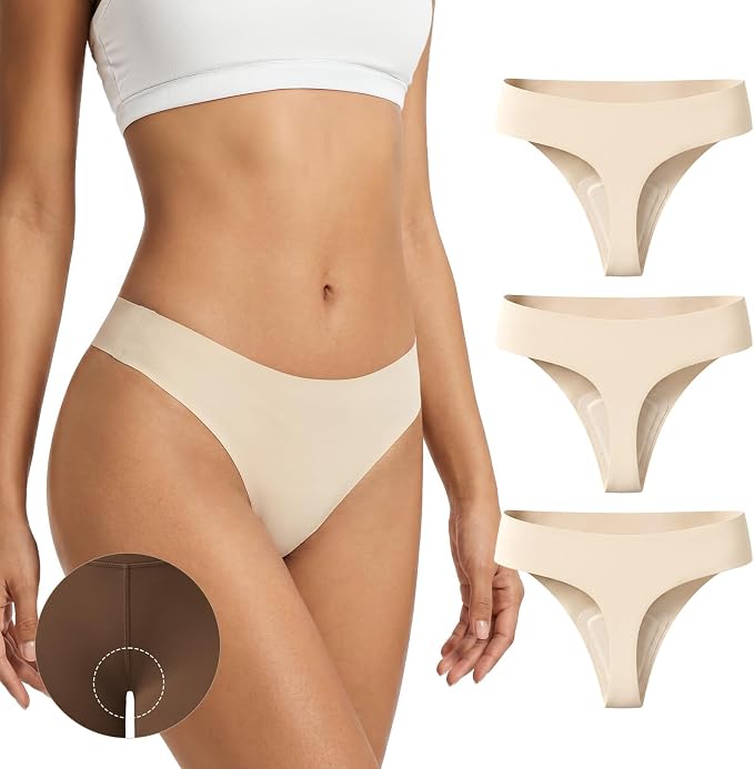 Anti Camel Toe Thongs for Women Seamless Invisible Panty No Show Underwear Liners Workout G String Breathable Tangas
