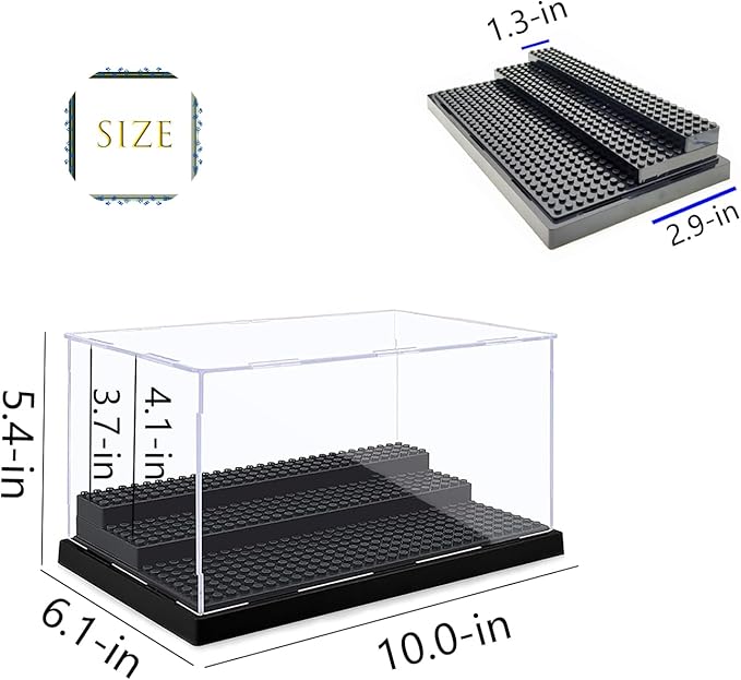 Acrylic Display case for Minifigure Action Figures Blocks,Toys Models Minifigures Building Display Box Storage,Dustproof Showcase for Collection Bricks Blocks ,3-Level,Clear & Removable