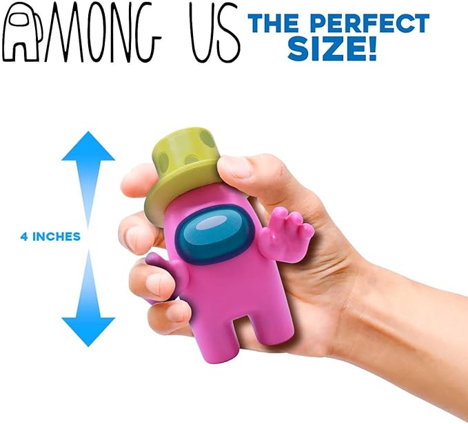 Among Us Collectible Figure – Pink Crewmate with Cheese Hat, 7″ Action Figure – Just Toys Series 4