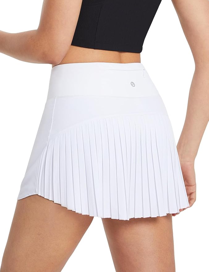 baleaf Tennis Skirt Pleated Golf Skorts with 3 Pockets | 14", Built in Shorts, High Waisted, Anti-slip Strip, Lightweight, for Athletic, Workout, Pickleball, Skorts for Women