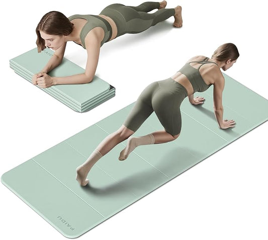 PAIDU Foldable Fitness Yoga Mat | 2/5" (10MM) Extra Thick | SGS Certified Non-Slip TPE | 75x26" Extra Long-Wide | Portable & Easy Store | for Yoga, Pilates, Home Gym & Full-Body Workouts