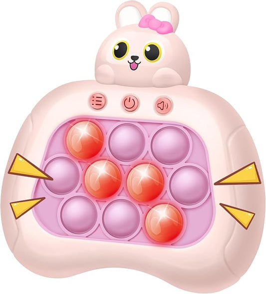 Rabbit Pop Fidget Game Toys, Light Up Fidget Toy with 1 Min Auto-Off Easter Bunny Electric Pop Bubble Game Controller Handheld Sensory Toys Birthday Christmas Easter Gifts for Kids