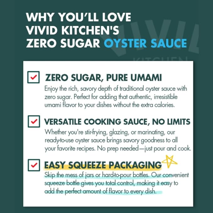VIVID KITCHEN Oyster Sauce | Zero Sugar & Low-Calorie Sauces | No Preservatives | Versatile, Easy-to-Squeeze | for Cooking, Stir-Fries, Marinades, and Dipping Sauces | Sugar Free Oyster Sauce | Made with Korean Oyster (2 Pack) (Oyster Flavor)