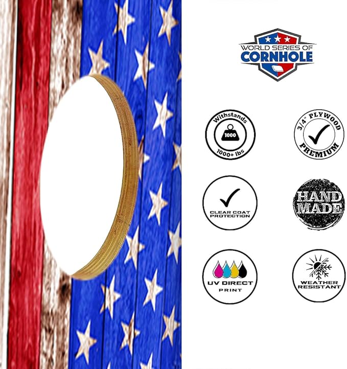 World Series of Cornhole Regulation Size Cornhole Boards - Lightweight & Durable All-Wood Construction | Backyard Bean Bag Toss Set | Outdoor Game for Tailgates & BBQs
