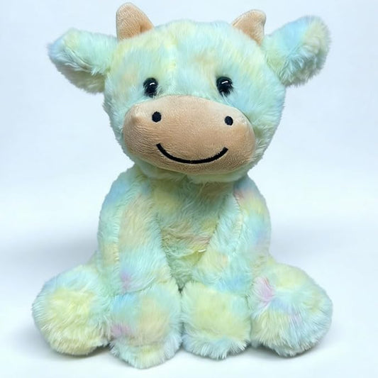Cute Cow Plush Stuffed Animal Doll Toy 8 inch for Girls Boys (sit Cow CAI Green