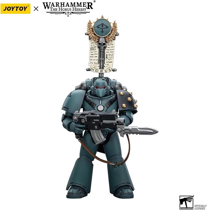 Joytoy Warhammer The Horus Heresy Sons of Horus 1:18 Action Figure Mecha Joy Toy MKVI Tactical Squad Legionary with Legion Vexilla Collection Model Anime 4.88 inch