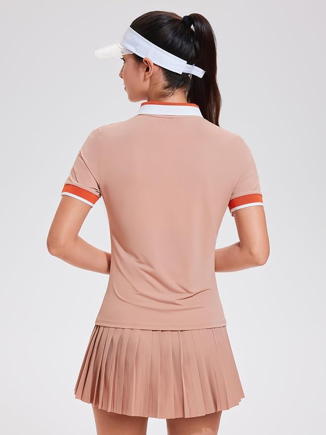 Tennis Skirt Sets for Women Zipper Color Block High Waisted Golf Polo Two Piece Skirt Set Women 2 Piece Outfits