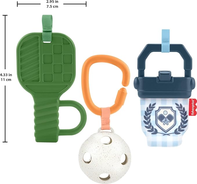 Fisher-Price Baby Toys Mini Me Moments Let’s Play Pickleball Set, 3 Sports-Themed Sensory Activities for Newborns Ages 3+ Months