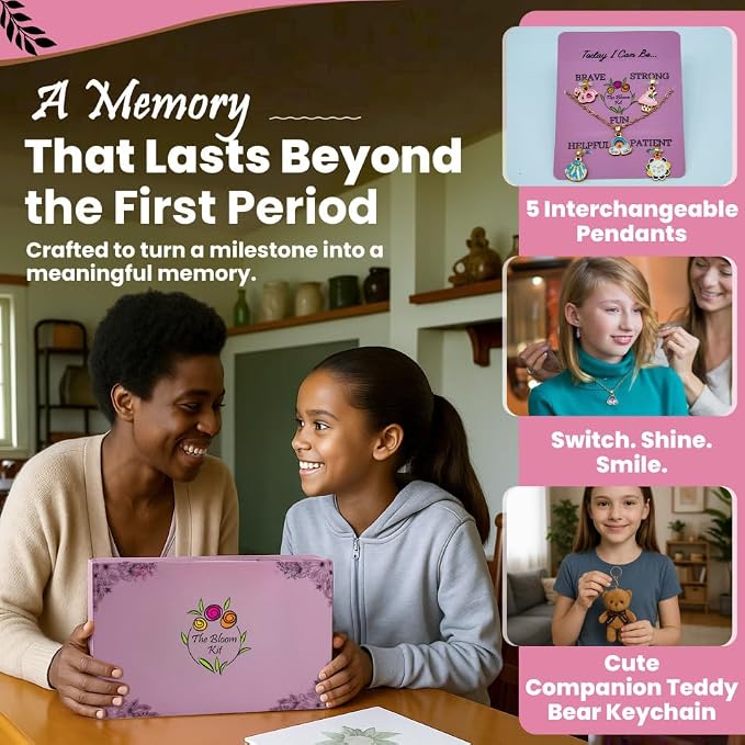 First Period Kit for Girls 9-12 | Puberty Kit for Tween Girls | Period Starter Kit with Pads, Wipes, Heating Pad, E-Book & More | First Period Gift Set for Daughter | 48 Pcs
