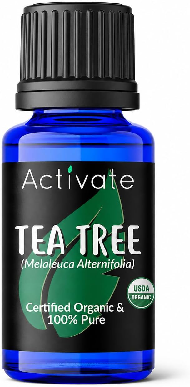 Activate Organic Tea Tree Essential Oil 10ml | 100% Pure Steam Distilled Melaleuca Alternifolia | Aromatherapy Oil for Diffusers, Massage, Humidifiers, Soap Making, Candles & DIY