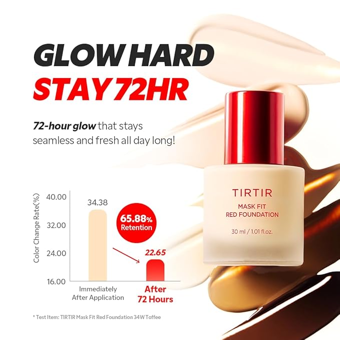 TIRTIR Mask Fit Red FoundationㅣLong Lasting Flawless Coverage, Energy Essence, Lightweight, Hydrating, Pore-Blurring, Breathable Satin Finish, Makeup, Radiant Skin, #17C Porcelain, 1.01 Fl Oz