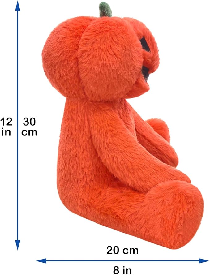 Scary Pumpkin Plush Stuffed Animal, Cute Furry Orange Pumpkin Toy, Soft Cuddly Plushie Hugger Toy for Boys Girls, Gifts for Kids or Girlfriend, 12 Inches