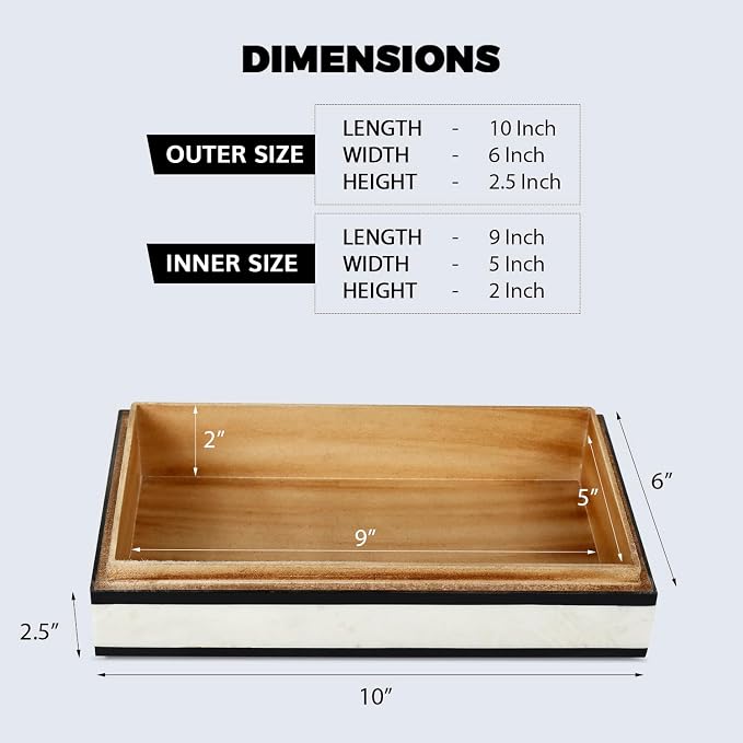 Handicrafts Home Decorative Storage Box with Lid – Black White Modern Remote Holder Box, Coffee Table Organizer, Decorative Storage Box for Living Room & Desk – Mono Court 10 x 6 x 2.5