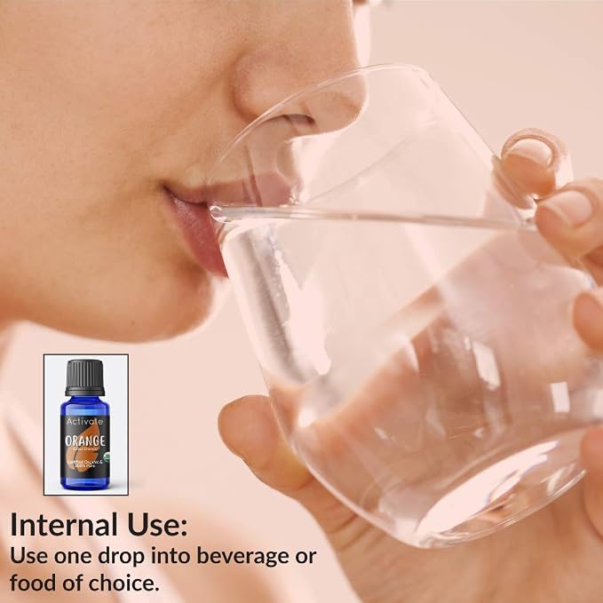 Activate Sweet Orange Organic Essential Oil 100% Pure, USDA Certified Organic, Premium Grade, Undiluted, Natural, Aromatherapy & Diffuser Use 10ml