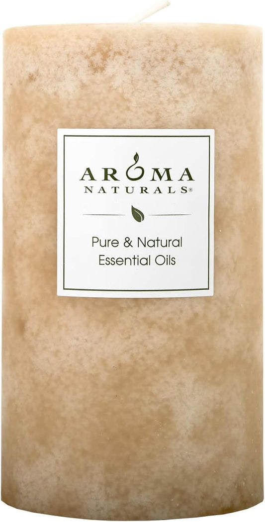 Aroma Naturals Ginger and Clove Essential Oil Beige Scented Pillar Candle, Earth, 2.75 inch x 5 inch