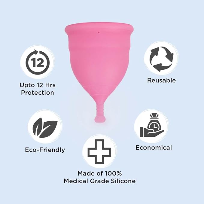 Pee Safe Reusable Menstrual Cup for Women (Medium) | Made with Medical Grade Silicone | Soft, Flexible, BPA & Latex Free | Up to 12 Hours Protection | Travel Friendly Pouch Included