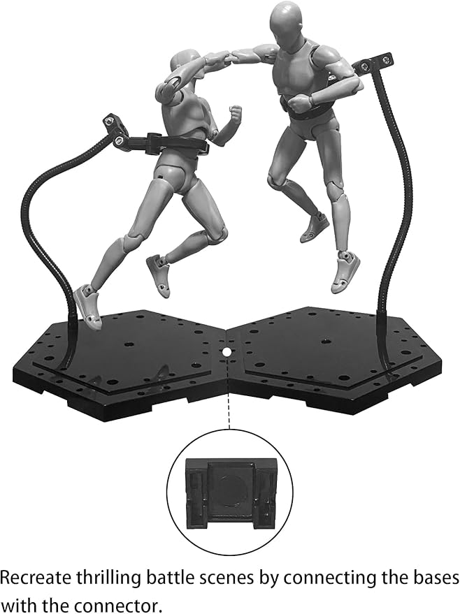 Action Figure Stand with Flexible Metal Arm,Action Figure Pose Display Holder Base,Flight Stands for Action Figures Compatible with HG RG SD SHF Gundam 1/144 Toy with Screwdriver (2Pcs Black)