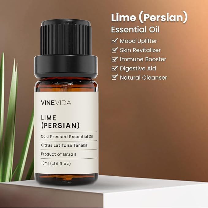 VINEVIDA Lime Essential Oil 10 mL - Undiluted Lime Oil 10 mL - Lime Candle Oil Scent - DIY Candle Scents for Candlemaking - 10 mL Essential Oil for Soap Making Safe for Skin