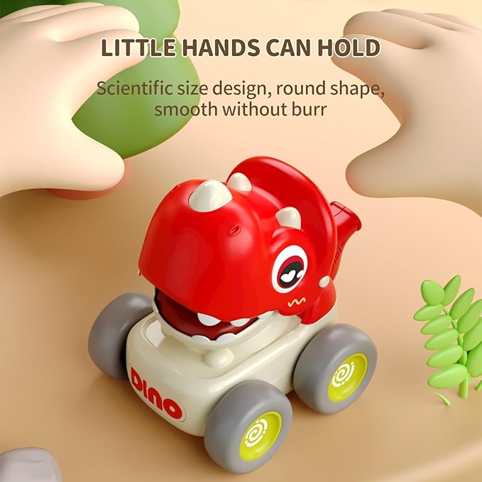 Dinosaur Car Toys for Toddlers 1-3, Press and Go Racing Cars Set, Baby Toys 18 Months, Whistle Vehicles for 1 Year Old Boys Girls, Baby Christmas Birthday Gifts