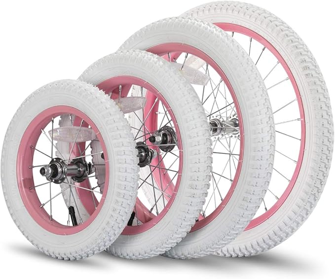 JOYSTAR 12 14 16 18 20 Inch Kids Bike Front Wheels Replacement Bicycle Wheels with 12-20 Inch Solid Air Rubber Tire & Inner Tube Don't Fit Huffy Bike Black & White