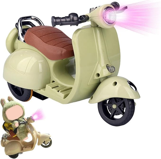 Scooter for Dolls Accessories, Cute Light-Up and Musical Seat with 360° Rotation, Cute Motorcycle for Dolls– Perfect for Doll Collectors, Batteries Not Included (Green)