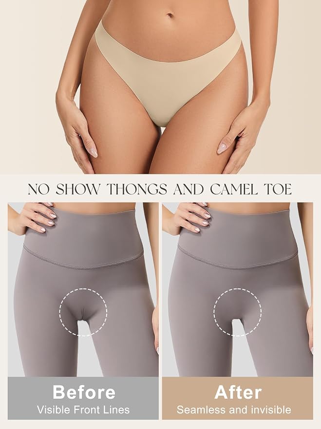 Seamless Camel Toe Thongs for Women Invisible Thong Panty Liners No Show Camel toe G-Strings Workout Underwear