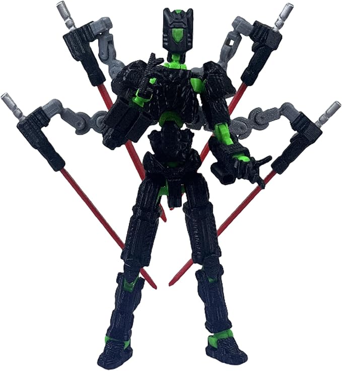 Assembly Completed T13 Action Figure,3D Printed Multi-Jointed Movable, Nova 13 Action Figures Desktop Decorations for Game Lovers Toy (Black Green)