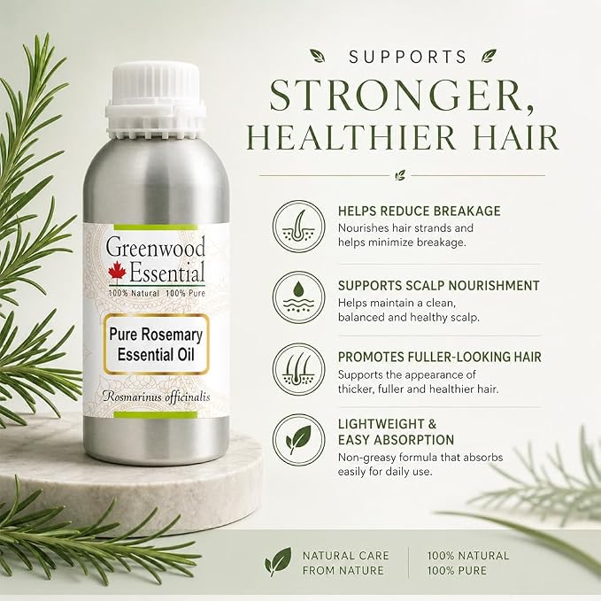 Greenwood Essential Pure Rosemary Essential Oil (Rosmarinus officinalis) Steam Distilled 1250ml (42 oz)