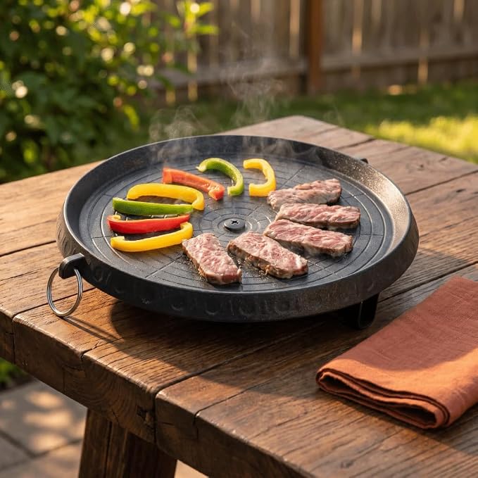 Korean BBQ Grill Pan, Nonstick Maifan Coating, Oil Drain Hole, Aluminum Alloy Plate for Home and Outdoor 11.81 In