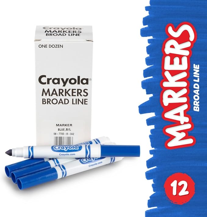 Crayola 12 Count Washable Bulk Markers, Blue