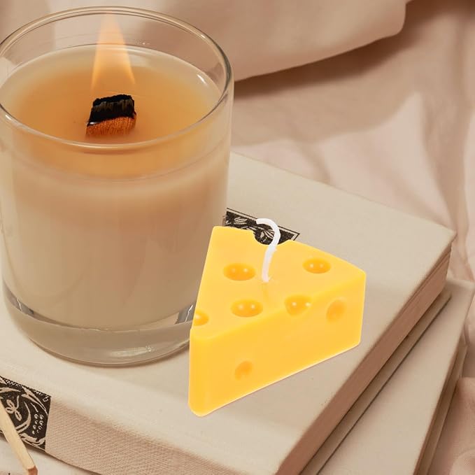 2pcs Cheese Shape Aromatherapy Candles with Fragrance Paraffin Wax Scented Decorative Candles for Party Home Relaxation Stress Relief Birthday and Festival Gift
