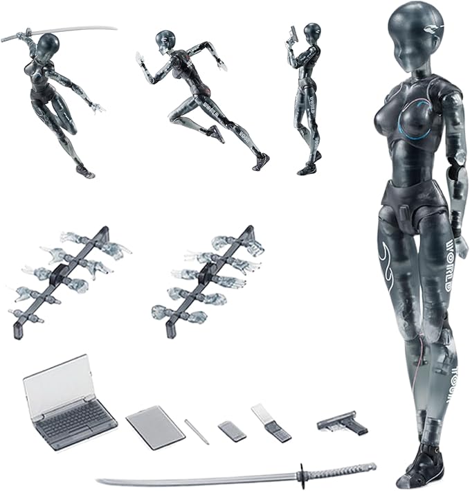 Action Figures 5.91in with Inclusive Arm Accessories Movable Gestures Drawing Mannequin Poseable Figure Decorative Action Figure Body Gift for Tabletop Display Shelf (Female)