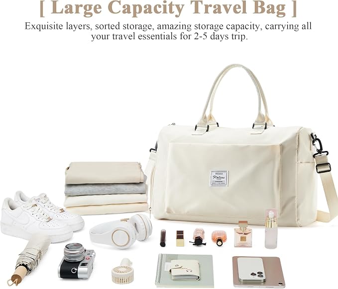 Travel Duffel Bag, Carry On Overnight Weekender Bags for Women | Travel Bag with Wet Pocket & Trolley Sleeve, For Spirit Airlines 18x14x8 Personal Item Bag