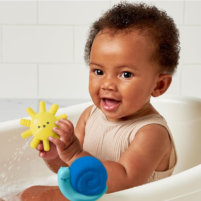 Itzy Ritzy 10-Piece Water Bath Toys Gift Set – Soft, Squeezable Multicolor Sensory Toy Set for Motor Skills, Imaginative Play, and Fun Bathtime Activities