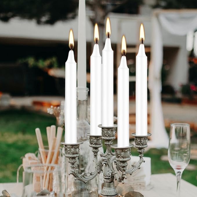 4 Inch Tall 40 White Candles Mini Unscented Taper Candles for Shabbat Candles,Household, Wedding, Rituals, Prayer, Birthdays, Meditation, Altar,Party and Home Decor Candle Sticks