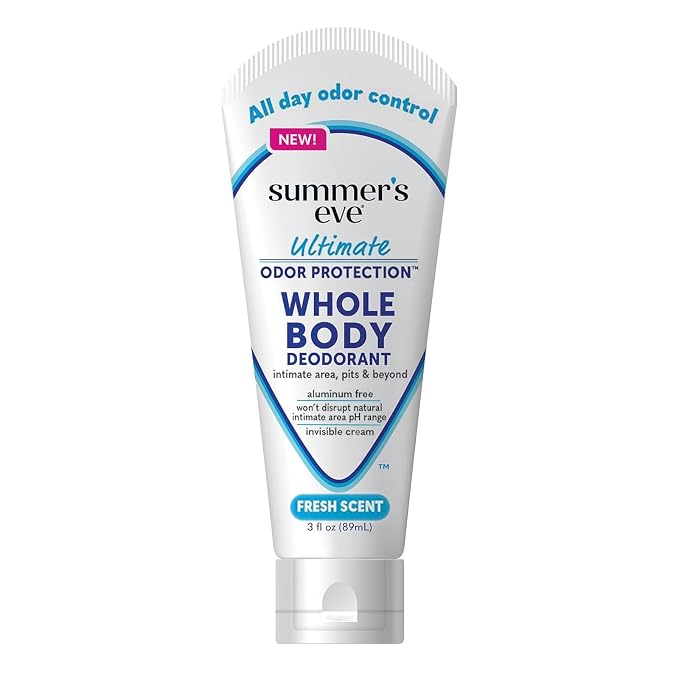 Summer's Eve Fresh Scent Whole Body Deodorant for Women, Aluminum-Free Ultimate Odor Control Cream, 3 Oz