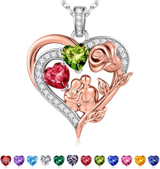 Iefil Valentines Day Gifts for Her - 925 Sterling Silver Birthstone Necklace for Women, Anniversary Birthday Gifts for Wife Girlfriend Mom