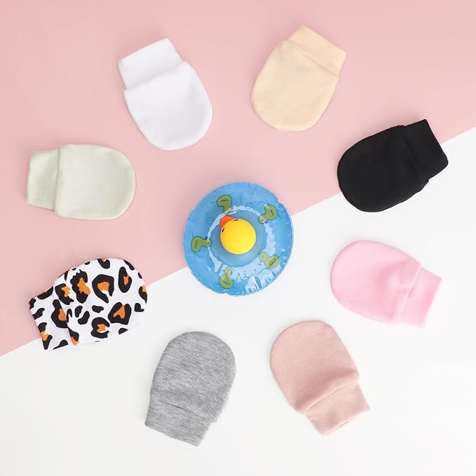 BQUBO Newborn Infant Toddler Mittens No Scratch Cotton Elastic Wrist Gloves Hypoallergenic for 0-6 Months Baby Boys Girls