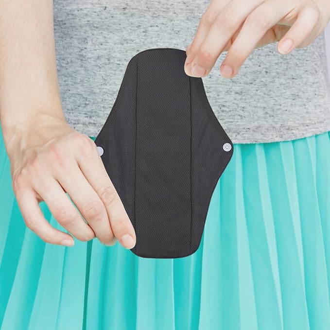 4Pcs Reusable Menstrual Pads Women Sanitary Napkins Washable Cloth Panty Liners Soft Comfortable Period Protection with Breathable Mesh Random Colors Random Color